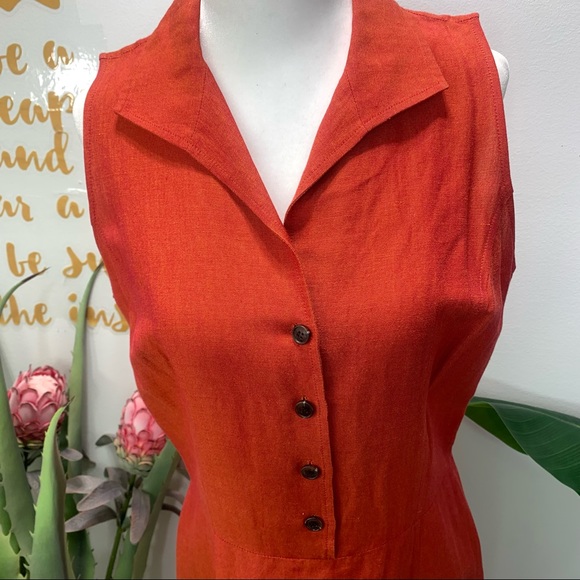 Lafayette 148 New York Rustic Orange Ruffle Dress Size 6 - Picture 2 of 12